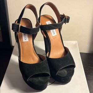 Steve Madden Black Suede Platform Heels